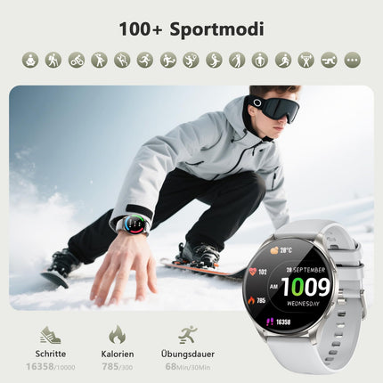 Blackview Smartwatch Men Women, 1.43'' AMOLED Screen, Virtual Always-On Clock, Fitness Watch with Phone Function, Make/Receive Calls, Sports Watch, Pedometer, Heart Rate Sleep Monitor, for Android iOS