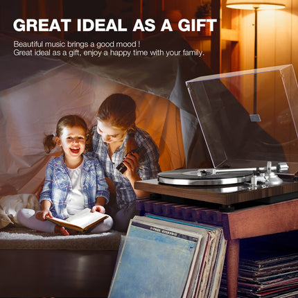 SeeYing Belt Drive Turntable Bluetooth Vinyl Record Player 33 or 45 RPM with Phono Preamp Magnetic Cartridge and Counterweight Wireless Output Connectivity