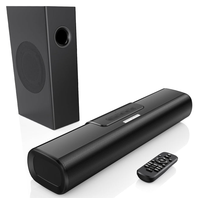 EnjoyNest heliriba subwooferiga, 2.1-kanaliga heliriba nutiteleritele, 16-tolline, Bluetooth, optiline, HDMI (ARC), AUX, koaksiaal- ja USB-ühendus, seinale kinnitatav, 50 vatti