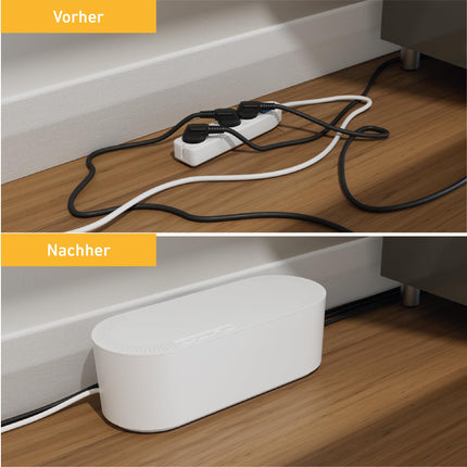 D-Line Cable Box EU/CTULGEW/SW, Cable Management Box for Hiding Cables in Cable Tangles – Large, White