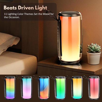 Tisco Portable Bluetooth Speaker with LED Light - Waterproof Music Box Bluetooth 5.3, Loud HD Stereo Sound, Powerful Bass, TF Card/USB/AUX Support, Suitable for Outdoor/Party/Travel