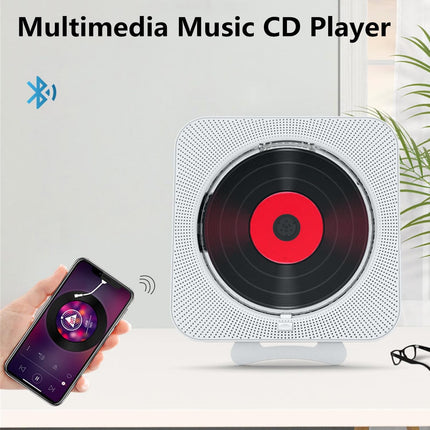 Adirigo CD Player with Bluetooth – Wall-mountable Music Player Home Audio Boombox with LCD Display and Dust Cover, Built-in HiFi Speakers with Remote Control FM Radio MP3