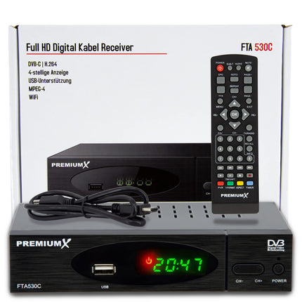Premium X kaabelvastuvõtja DVB-C FTA 530C digitaalne FullHD teler, automaatne installimine, USB-meediapleier, SCART HDMI, kaabeltelevisioon igale kaabeloperaatorile.