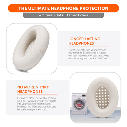 WC SweatZ XM3 – Patented sweat-proof ear pads for Sony WH1000XM3 by WC | Silicone ear pads for Sony WH-1000XM3 headphones | Sweat-proof and easily washable | Beige