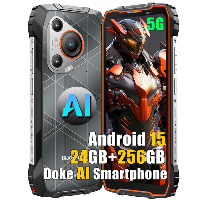 Blackview BL7000 5G Outdoor Handy AI Smartphone Android 15, 24GB+256GB/SD-2TB AI Handy, 6,78" FHD+ Baustellenhandy, 50MP+32MP, 7500mAh, 4G + 5G Outdoor Smartphone Wasserdicht IP68 NFC GPS OTG, Orange