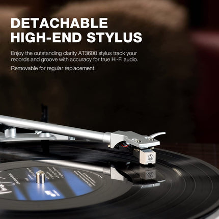 SeeYing Belt Drive Turntable Bluetooth Vinyl Record Player 33 or 45 RPM with Phono Preamp Magnetic Cartridge and Counterweight Wireless Output Connectivity