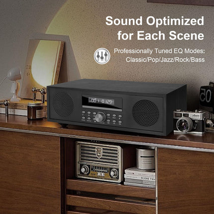 Kompaktne süsteem CD-ga Bluetooth, CD-169 stereosüsteem, kompaktne CD-mängija 2 x 20-vatise mini-Hi-Fi süsteemiga, FM-raadio, Aux-sisend, USB-taasesitus, stereosüsteem CD-ga Micro Hi-Fi süsteem (puidu imitatsioon)