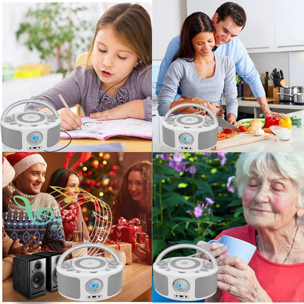 WISCENT Portable CD Radio Boombox (CD Player, Boomboxes, FM Radio, USB, Headphone Jack, AUX-In), CD Player for Children and Adults