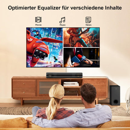 Hiwill Dolby Atmosega teleritele mõeldud heliriba, 200 W tippvõimsusega teleri heliriba juhtmega subwooferiga, Bluetooth 5.3 kõlar telerile, reguleeritavad kõrged ja bassid, HDMI eARC/Opt/AUX
