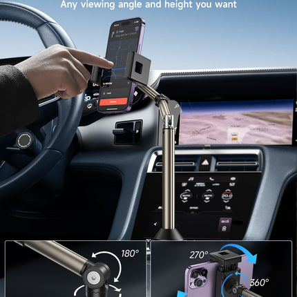 JSAUX autotelefoni hoidik, metallist pika varrega ülistabiilne mobiiltelefonihoidik autosse - reguleeritav iPhone 16 15 Pro Max 13 12 11, Samsung Galaxy S24 S23 Ultra, Google Pixel 9 Pro jaoks