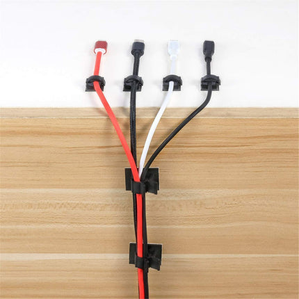 Pack of 50 cable clips, cable holders with adhesive, self-adhesive cable clamps for desk power cables, USB charging cables, chargers and audio cables, cable management