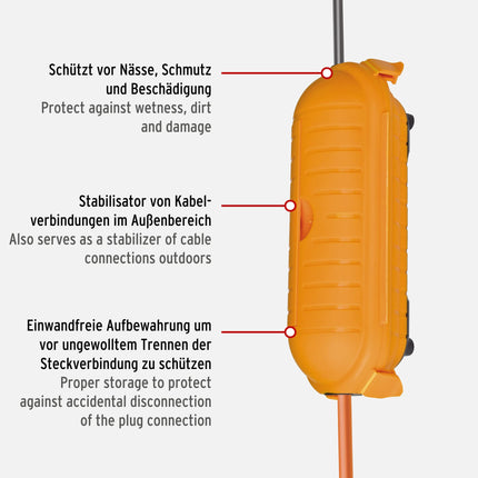 Brennenstuhl Garant S V2 IP44 cable reel (25m cable in orange, Made in Germany, IP44) and Brennenstuhl Safe-Box Big IP44 (protective box for extension cables)