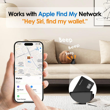 Wallet Tracker Card Slim 1.6mm, Purse Finder, Wallet Finder with Apple Find My App (Only iOS, Not for Android), Bluetooth Item Finder for Wallets, Phones, Passports.