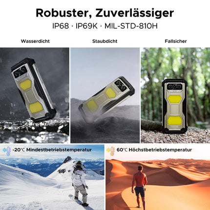 DOOGEE V MAX S 5G lukustamata õuenutitelefon, 22000mAh 33W, 24GB+256GB, 6.58" FHD+ 120Hz õuenutitelefon Android 14, kahekordne 1200LM telkimisvalgusti ehitusplatsi telefon 108MP+20MP, kahekordne kõlar/NFC/IP69K