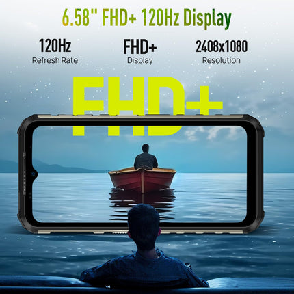 Ulefone Armor 22 (16GB+128GB) Outdoor Mobile Phone Without Contract, Android 14 6.58" FHD+ 120Hz 64MP+64MP Night Vision 6600mAh 33W 4G Dual SIM 5G WIFI/OTG/NFC/GPS/IP69K Construction Site Phone (Green)