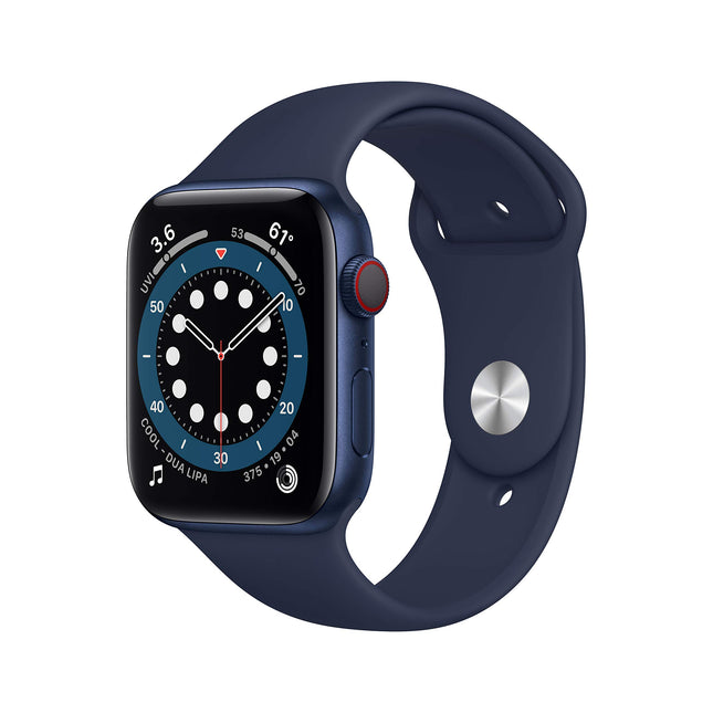 Apple Watch Series 6 (GPS + Cellular, 44MM) Blue Aluminum Case with Deep Marine Sport Band (Refurbished)