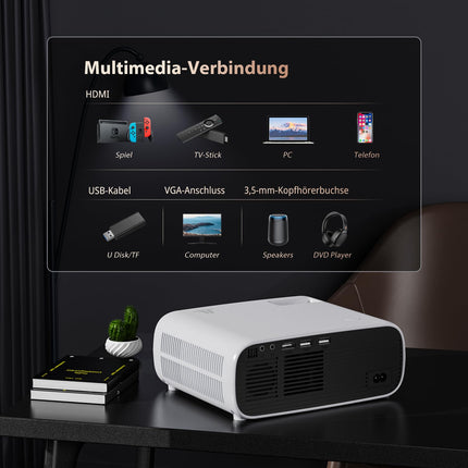 2025. aasta uus suure jõudlusega projektor, toetab Switchi ja PS5-te ilma viivituseta, projektor WiFi ja Bluetoothiga, 20 000 luumenit 4K tugi, Full HD 1080P eraldusvõime (kõrge heledusega versioon)