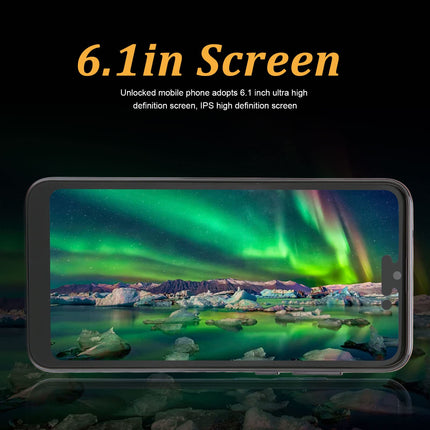I14pro Max nutitelefon, 6,1-tolline IPS HD ekraan, 4G võrguga mobiiltelefon, 3 GB RAM, 64 GB ROM, 4000 mAh aku, mobiiltelefon, näotuvastus, GPS, kahekordne SIM-kaart, 16MP tagumine kaamera + (sinine)