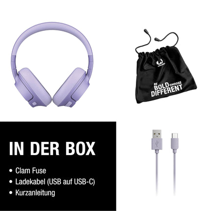 Fresh 'N Rebel Clam Fuse Bluetooth Over-Ear Headphones with Hybrid Active Noise Cancelling, with ENC Microphone (Perfect Calls), Wireless Headphones with Ambient Mode, 45h Playtime (Purple)