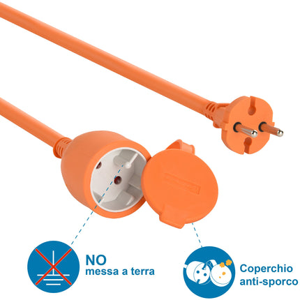 Electraline 04020 aia maanduskontakti pikenduskaabel - 15 m kaabel - valge - plastkaabel - IP20 / pikenduskaabel lapselukuga / Euroopa 2-kontaktiline pistik 16A, oranž, 25