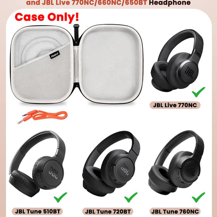 RAIACE kõvakott, mis ühildub JBL Tune 520BT/ 510BT/ 720BT/ 770NC/ 760NC / 670NC/ 660NC/ 560BT / 500BT ja JBL Live 770NC/660NC/650BT kõrvaklappidega. (Müügil on ainult kott.) -Hall