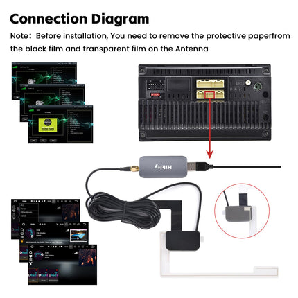 Hikity DAB antenna for Android car radio car kit digital radio car receiver adapter windscreen antenna digital radio DAB USB 2.0 dongle