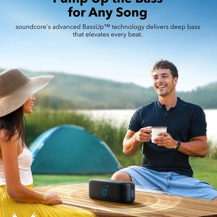 soundcore Anker Select 2S Bluetooth Speaker, Portable Speaker with 20W Stereo Sound, BassUp, Custom EQ, Wireless Stereo Pairing, 16 Hours Playtime and IPX7 Waterproof for
