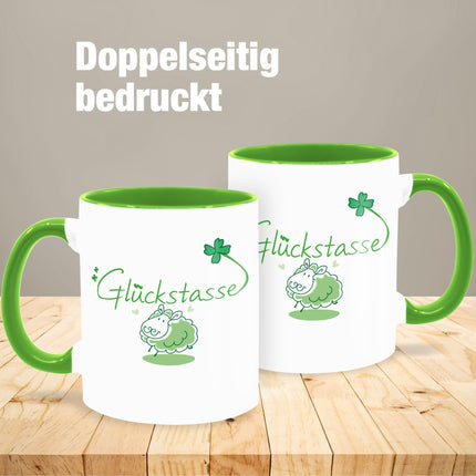 Tass Tassid 325ml - Avaldus - Õnnetass - 325 ml - Heleroheline - õnnetassid kohvitassid ütlused avaldused õnn teetass õnnekruus avaldus tass head uut aastat ristikheinaleht
