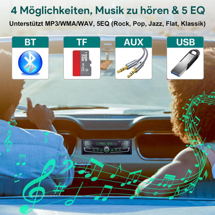 RDS autoraadio Bluetooth, Wistrue FM/AM/7 värvi autoraadio Bluetooth käed-vabad süsteemiga, 1Din autoraadio USB/AUX/SD/MP3 mängijaga, ühildub iOS ja Androidiga (mitmevärviline)