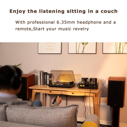 Juson Audio JTA100 200W Vacuum Tube Amplifier Integrated Hybrid With BT 5.0 Optical AUX RCA Phono Input and Headphone Output 2.1CH Class AB HiFi Home Audio for Turntable