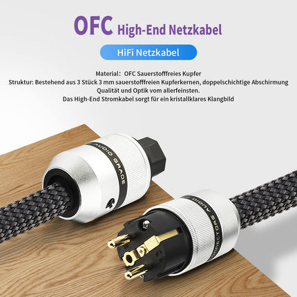 Tertullus HiFi tipptasemel toitekaabel C15 toitekaabel HiFi audio IEC kaabel Schuko pistiku ja IEC pistikuga (E820, 1,5 m)