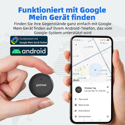 Androidi nutikas jälgimissilt, Google'i sertifitseeritud võtmeleidja, mis ühildub Find Hubi rakendusega (ainult Android), Bluetooth-võtmeleidja pagasi/kottide/kohvri/rahakoti jaoks, vahetatav aku, 4 tk must