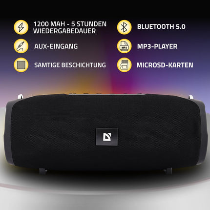 Defender® G22 Bluetooth Speaker – 20W Music Box with TWS, FM Radio, USB, MicroSD, AUX, MP3 Player &amp; Microphone – Portable Speaker with Shoulder Strap, Hands-Free Function &amp; Type-C Charging Port