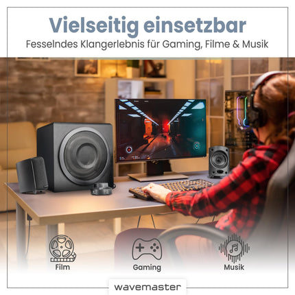 Wavemaster MOODY 2.1 Speaker System (65 Watt) Active Speakers for TV/Tablet/Smartphone/PC Black (66202)