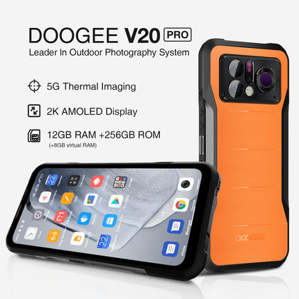 DOOGEE V20 Pro Outdoor Smartphone Without Contract 5G, 20GB RAM + 256GB ROM/2TB, Thermal Imaging Camera, 64MP+24MP Night Vision, 6.43" AMOLED FHD+ Dual SIM 5G Outdoor Smartphone Without Contract 6000mAh/33W IP68/OTG/NFC