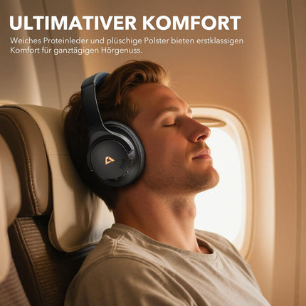 1Mii Y8 juhtmevabad Bluetooth-kõrvaklapid, hübriidne aktiivne mürasummutus, LDAC kõrglahutusega heli, 75 tundi mänguaega, mugav istuvus ja kokkupandavad kõrvaklapid - must-sinine