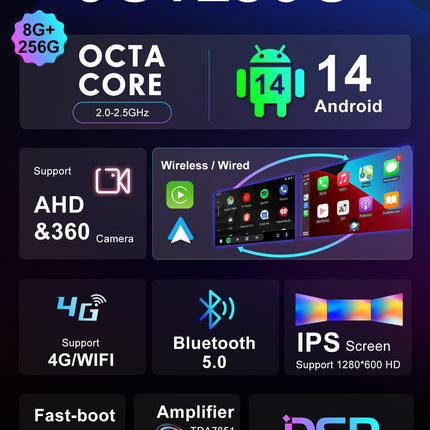 BXLIYER -[8G+256G, 8-tuumaline] - Android 14 IPS autoraadio Renault Kadjarile (2015-2019) - juhtmevaba CarPlay/Android Auto/DSP - LED-kaamera ja mikrofon - 9-tolline 2 DIN-ekraan - DAB-juhtimine roolilt, kiirkäivitus, 360-kraadine WiFi