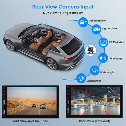 Hikity autoraadio 1 DIN juhtmevaba Carplay Android Auto ekraaniga 7-tolline puutetundlik ekraan autoraadio Bluetoothi ​​ja vabakäesüsteemiga, peegli lingiga, FM-raadio USB/AUX/SWC/mikrofoniga tahavaatekaamera