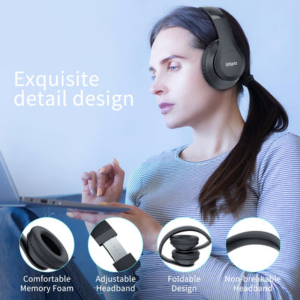 Uliptz Bluetooth-kõrvaklapid, 65 tundi mänguaega juhtmevabad kõrvaklapid 6 ekvalaiseri režiimiga, HiFi stereo kokkupandavad Bluetooth 5.3 juhtmevabad kõrvaklapid reisimiseks/kontorisse/mobiiltelefoni/arvuti jaoks (mustad)