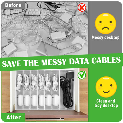 VZXZXE 2 pieces cable organizer box plastic 26 * 18 * 5.5cm charging cable organizer cable storage box cable organizer box organizer box with cable ties transparent