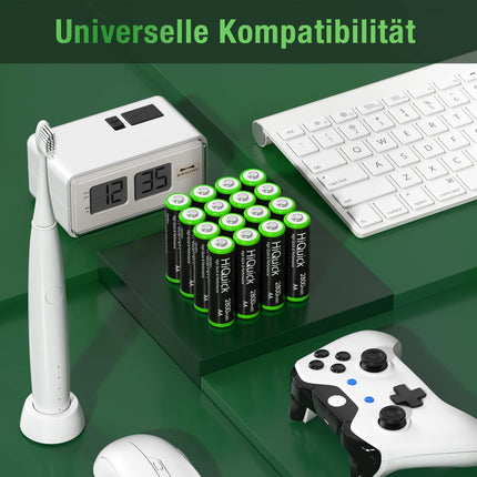 HiQuick Mignon AA patarei, 2800mAh 16 tükki suure mahutavusega, Ni-MH laetavad AA patareid, madala isetühjenemisega AA patareid, 1,2 V AA patareid