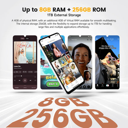 Ulefone Note 20 Pro mobiiltelefon Android 14 256GB + 8GB / 1TB SD 50MP + 8MP kaamera Octa Core 6000mAh 18W 6.75" HD+ 90Hz 4G kahe SIM-kaardiga nutitelefon lukustamata sõrmejäljelugeja näotuvastus GPS OTG 2-aastane garantii - must