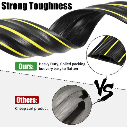 Floor cable protector, 2 m floor cable covers, cable covers for wires, floor, rubber cable protector for outdoor use and 3 cable ducts