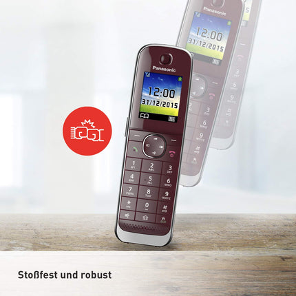 Panasonic KX-TGJ322GR peretelefon automaatvastajaga (juhtmeta telefon DUO, 2 telefoni, madal kiirgus, ärge segage) veinipunane
