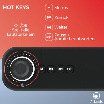 Atlantis Soundbar PC 20W, arvutikõlar, 3,5 mm pesa + Bluetooth 5.3 nutitelefonile, FireTV-le, plaadimängijale, 2400 mhA aku, FM-raadio, arvutikõlar, kaasaskantav, teler, nutitelefon 420x60x74 mm P003-C0820-B