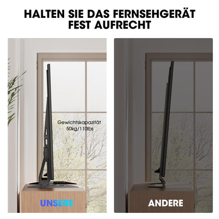 FITUEYES universaalsed teleri jalad, telerijalad 32–55-tollisele LCD-telerile, LED-teleri lamedatele ja kumeratele teleritele, jalad, lauaalus, reguleeritava kõrgusega, kallutatav, VESA, max 600 * 400 mm, kuni 50 kg.