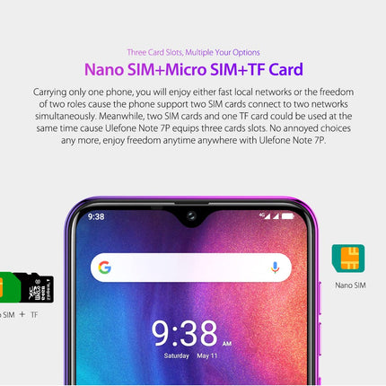 Ulefone Note 7P (2019) 4G Smartphone Unlocked, 6.1-inch Waterdrop Screen, Android 9.0 Dual SIM Mobile Phone, MTK6761 2.0GHz 3GB RAM 32GB ROM, Triple Rear Camera, Fingerprint Green