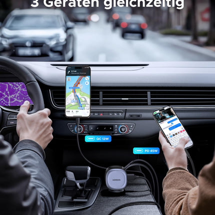 UGREEN sigaretisüütaja USB-C 75W sissetõmmatav autolaadija autolaadija USB kiirlaadija mobiiltelefoni autotarvikud 12v USB laadimiskaabel autoadapter iPhone 16, iPadi, Galaxy S24 S25, GPS-i jne jaoks