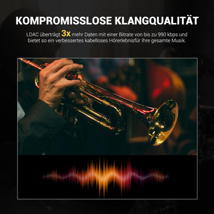 OneOdio A5 kõrvaklapid, juhtmevabad Bluetooth-kõrvaklapid, hübriidne aktiivne mürasummutus, kõrglahutusega LDAC-heli, 75-tunnine aku, Bluetooth 5.4, selged kõned, mängurežiim, kiire laadimine arvuti reisimiseks, kodukontoriks
