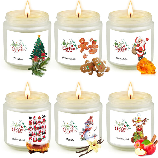 Christmas glass candles for women, 6 pack scented candles set, natural soy wax, aromatherapy candles for birthdays, Christmas candles for women, men, girlfriends, colleagues
